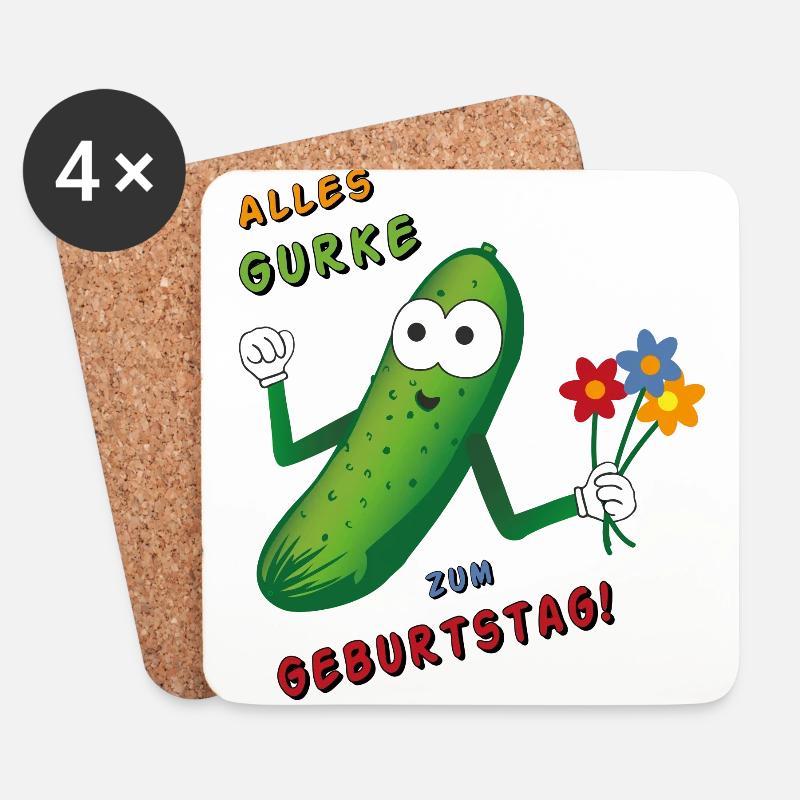 Alles Gurke zum Geburtstag - Untersetzer (4er-Set) - Weiß