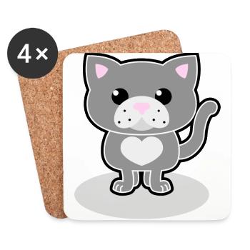 Cute cat - Coasters (set of 4) - white - Front