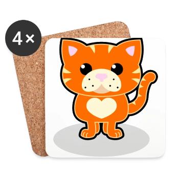 Cute cat - Coasters (set of 4) - white - Front