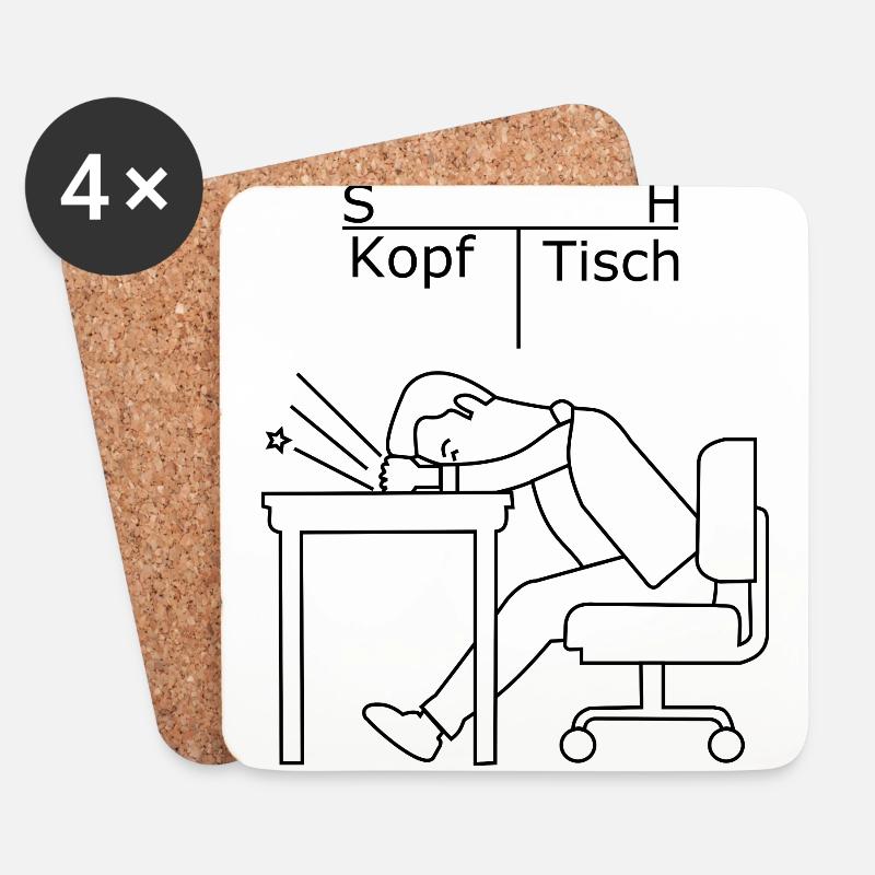 Per Kopf an Tisch - Untersetzer (4er-Set) - Weiß