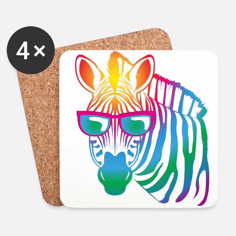 cool Zebra - Untersetzer (4er-Set) - Weiß