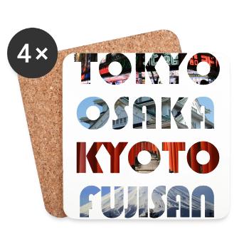 grandes villes du Japon - Dessous de verre (lot de 4) - blanc - Devant