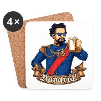 Bavaria-col - King Ludwig drunk - RAHMENLOS gift - Untersetzer (4er-Set) - Weiß - Vorne