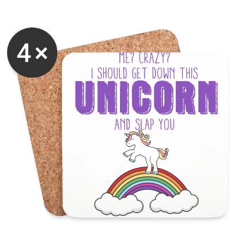 Unicorn: Moi? Fou? Je devrais Get Down Cette licorne - Dessous de verre (lot de 4) - blanc - Devant