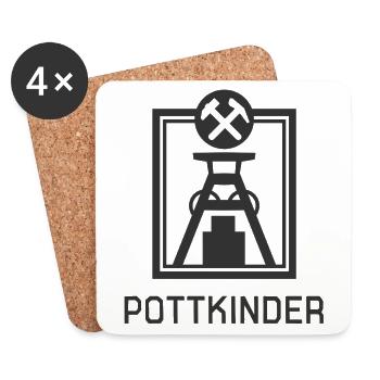 Pottkinder Förderturm für Bergbau & Kohle Fan - Untersetzer (4er-Set) - Weiß - Vorne
