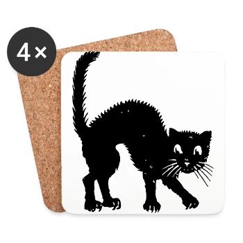 Buckelkatze - Untersetzer (4er-Set) - Weiß - Vorne