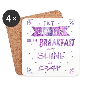 Eat Glitter radiate Unicorn queen - Coasters (set of 4) - white - Front