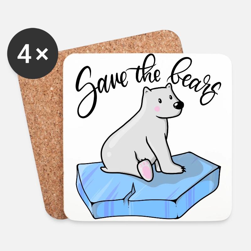 Save the bears - Rettet die Bären - Untersetzer (4er-Set) - Weiß