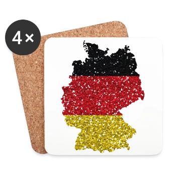 Allemagne Carte drapeau indigène tradition allemande - Dessous de verre (lot de 4) - blanc - Devant