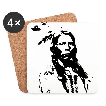 chef indien - Dessous de verre (lot de 4) - blanc - Devant
