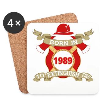 Born 1989 Fire Feuerwehr - Untersetzer (4er-Set) - Weiß - Vorne