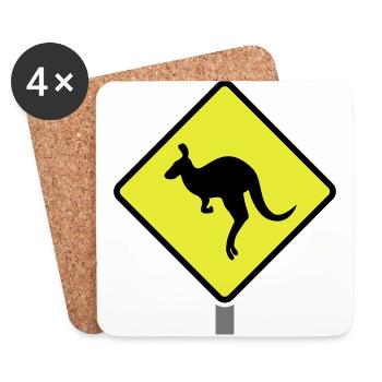 Känguru Straßenschild Geschenk Australien - Untersetzer (4er-Set) - Weiß - Vorne