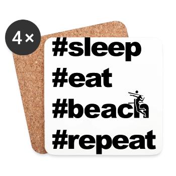 sommeil répétition plage manger xx - Dessous de verre (lot de 4) - blanc - Devant