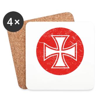 Gift iron cross iron cross biker rocker bi - Coasters (set of 4) - white - Front