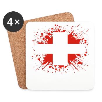 home country roots wurzeln love Schweiz png - Untersetzer (4er-Set) - Weiß - Vorne