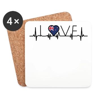 home roots heart love patrie Nouvelle-Zélande - Dessous de verre (lot de 4) - blanc - Devant
