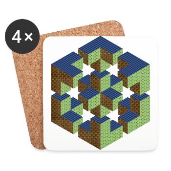 unmögliche Figur Escher Würfel Geometrie Phantasie - Untersetzer (4er-Set) - Weiß - Vorne