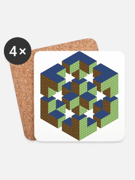 unmögliche Figur Escher Würfel Geometrie Phantasie - Untersetzer (4er-Set) - Weiß