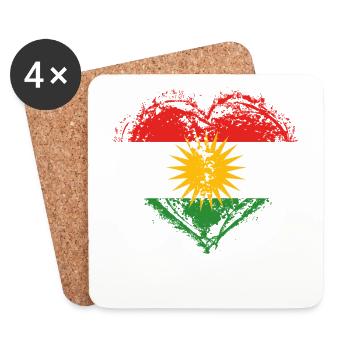 HOME ROOTS COUNTRY LOVE GIFT kurdistan kurde - Untersetzer (4er-Set) - Weiß - Vorne