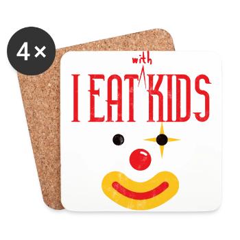 Clown: I Eat (With) Kids - Geschenk - Untersetzer (4er-Set) - Weiß - Vorne