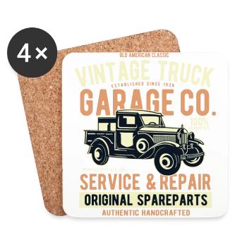 OLD PICK-UP TRUCK- Vintage Pick Up Truck Truck Shirt - Coasters (set of 4) - white - Front