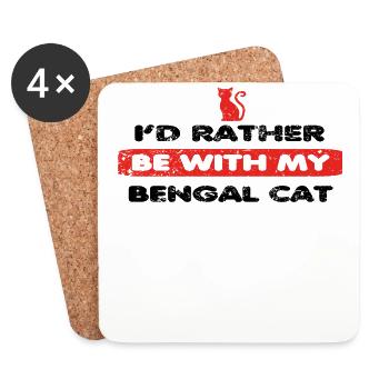 Katze Cat rather love bei my BENGAL CAT - Untersetzer (4er-Set) - Weiß - Vorne