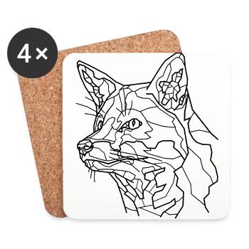 Fuchs Line Art - Untersetzer (4er-Set) - Weiß - Vorne