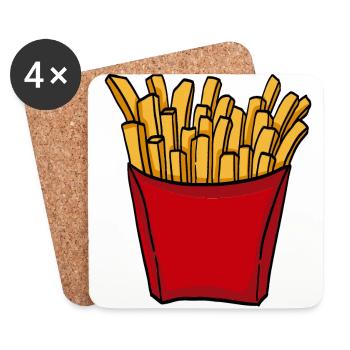 French fries fast food french fries love food - Coasters (set of 4) - white - Front