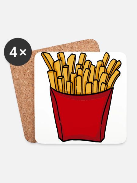 Pommes Essen Fast Food Pommes Frites Liebe Food - Untersetzer (4er-Set) - Weiß