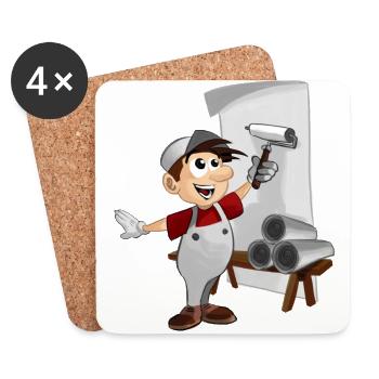 wallpaper painter paperhanger decorator upholsterer - Coasters (set of 4) - white - Front