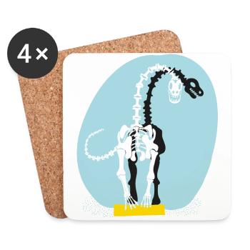 Dinosaur | painted | little public - Coasters (set of 4) - white - Front