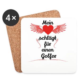 geschenk herz schlaegt freundin Golfer 1 - Untersetzer (4er-Set) - Weiß - Vorne