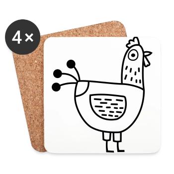 Huhn - Untersetzer (4er-Set) - Weiß - Vorne