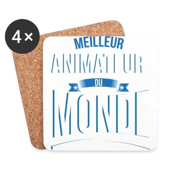 Meilleur Animateur du monde homme - Dessous de verre (lot de 4) - blanc - Devant