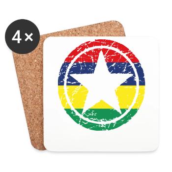 wurzeln liebe stern herz heimat Mauritius png - Untersetzer (4er-Set) - Weiß - Vorne