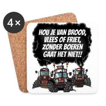 bread tshirt 3x brown - Coasters (set of 4) - white - Front