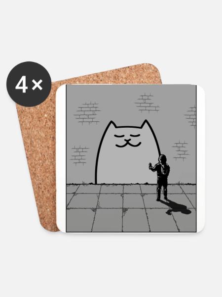 Sleepy Cat - Coasters (set of 4) - white