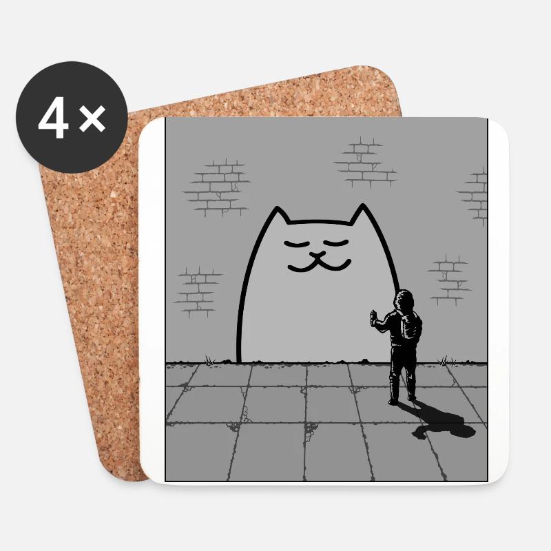 Schläfrige Katze - Untersetzer (4er-Set) - Weiß