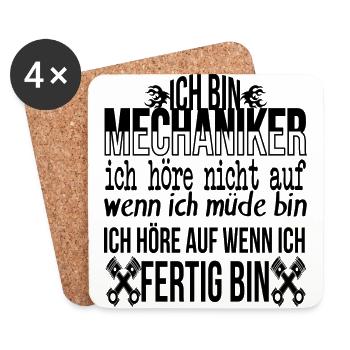 ich bin Mechaniker ich hoere nicht auf wenn ich mu - Untersetzer (4er-Set) - Weiß - Vorne