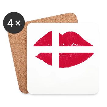 Kiss love kiss lips queen princess Denmark p - Coasters (set of 4) - white - Front