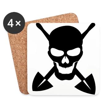 Totenkopf graben buddeln Schaufel Geschenkidee - Untersetzer (4er-Set) - Weiß - Vorne