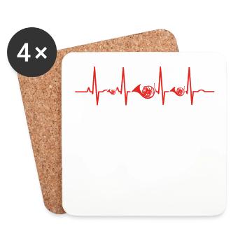 Heartbeat heart ekg evolution human horn hornhorn - Coasters (set of 4) - white - Front