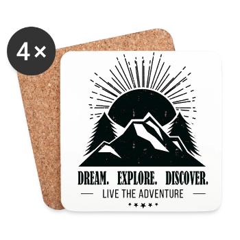 Dream - Explore - Discover - Coasters (set of 4) - white - Front