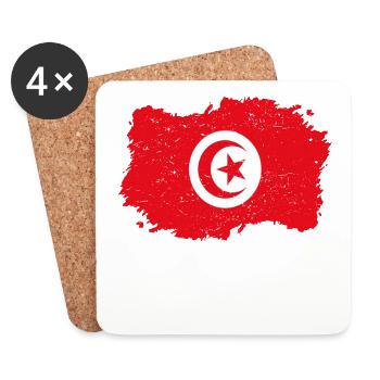 Roots Accueil Drapeau Tunisie Png - Dessous de verre (lot de 4) - blanc - Devant