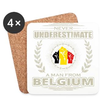 Man BELGIQUE Ne sous-estimez .png - Dessous de verre (lot de 4) - blanc - Devant