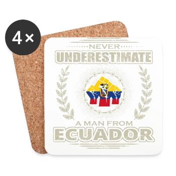 Never Underestimate Man ECUADOR png - Untersetzer (4er-Set) - Weiß - Vorne