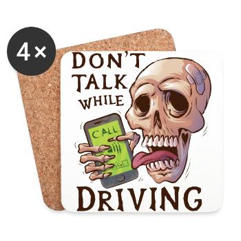 Skull with ringing mobile phone - Coasters (set of 4) - white - Front