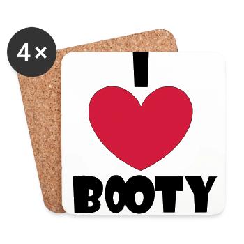 J'aime Booty - Dessous de verre (lot de 4) - blanc - Devant