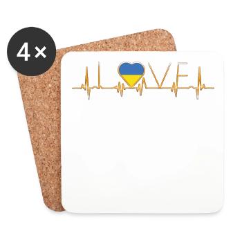 home roots heimat love heart from Ukraine - Untersetzer (4er-Set) - Weiß - Vorne