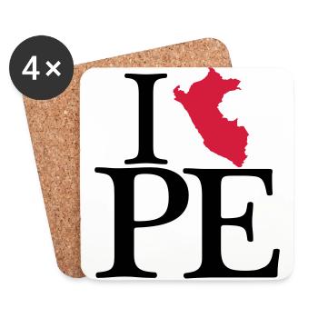 J'adore PE - J'aime le Pérou - Dessous de verre (lot de 4) - blanc - Devant